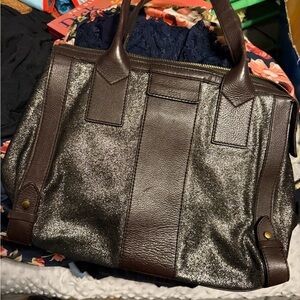 Fossil Brown and Silver Women's Tote Bag